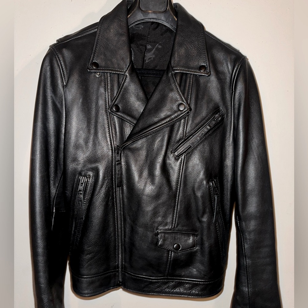 H&M Genuine Leather Classic Black Motorcycle Jacket
